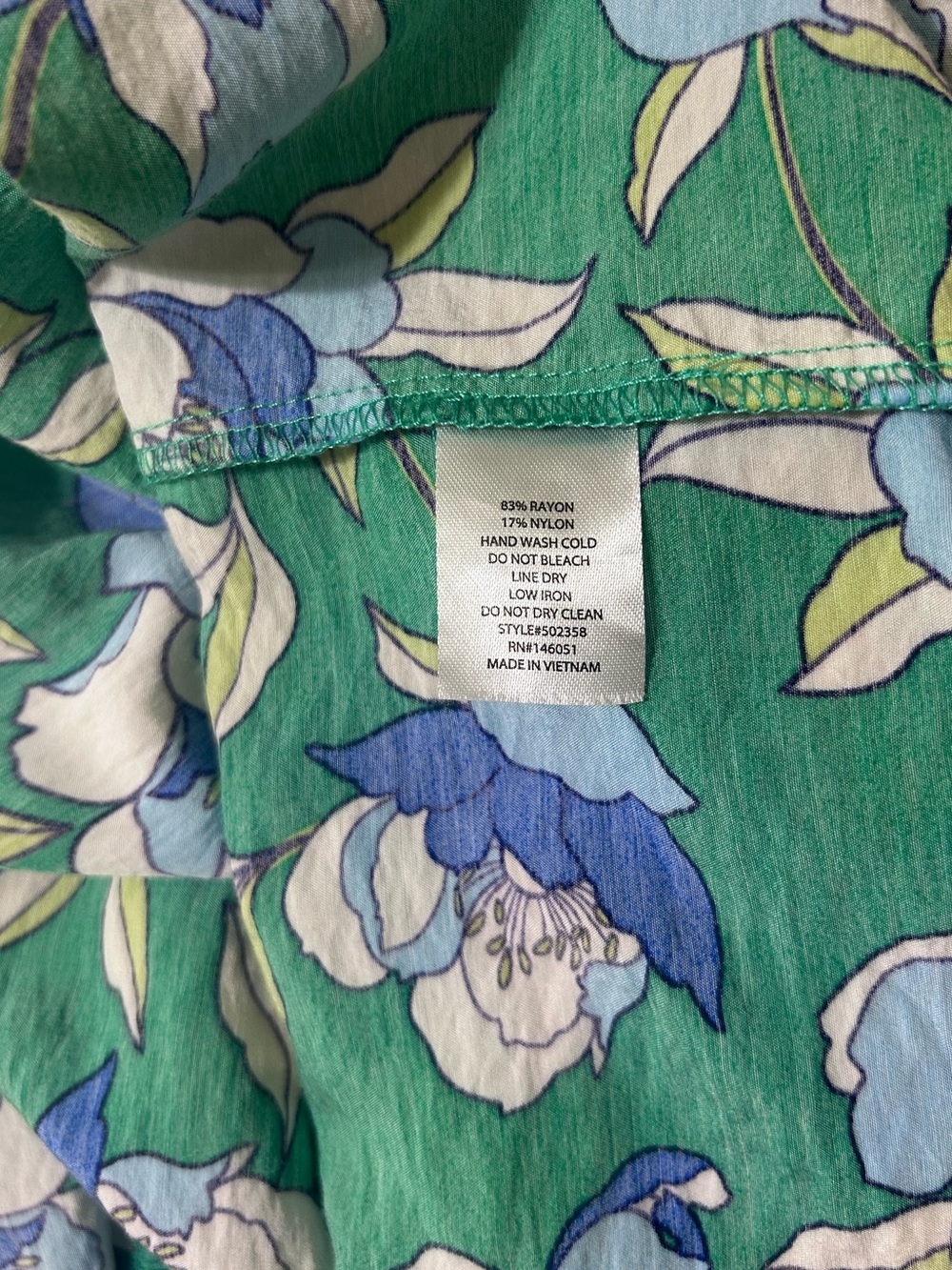 Monteau Los Angeles Floral Tiered Maxi Dress Green Blue Tie Strap Casual Size M - Picture 3 of 11